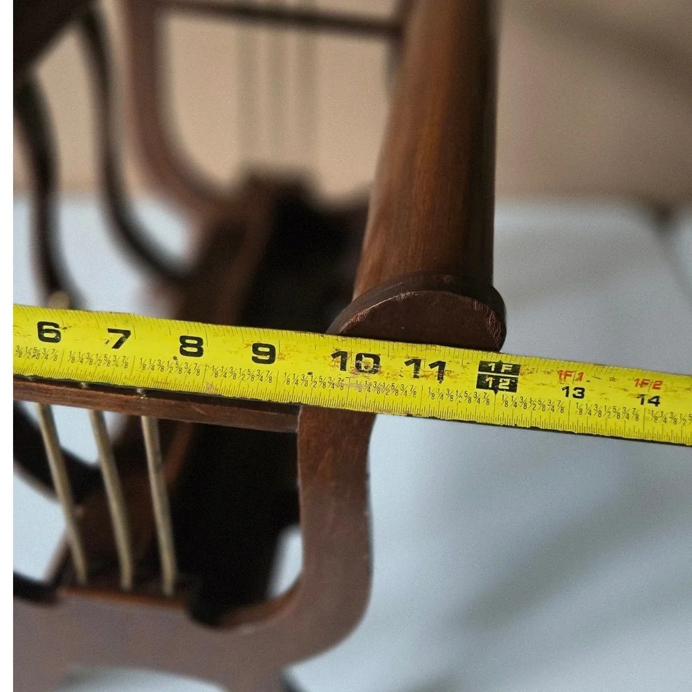 Vintage Brandt Mahogany Magazine Rack Brass Lyre Canterbury Hagerstown MD 3506